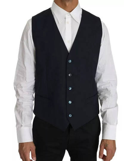 Dolce & Gabbana Men's Single Breasted Wool Viscose Cupro & Acetate Blazer - Blue