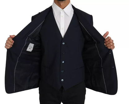 Dolce & Gabbana Men's Single Breasted Wool Viscose Cupro & Acetate Blazer - Blue