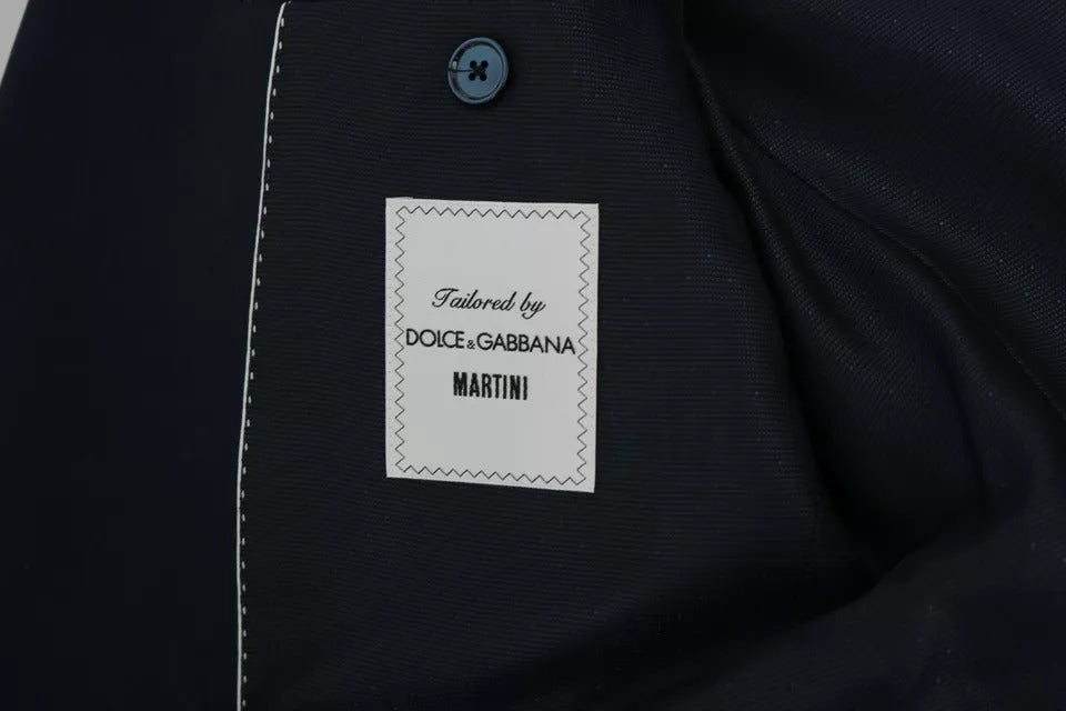 Dolce & Gabbana Men's Single Breasted Wool Viscose Cupro & Acetate Blazer - Blue
