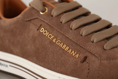Dolce & Gabbana Brown Suede Logo Low Top Sneakers Men Shoes