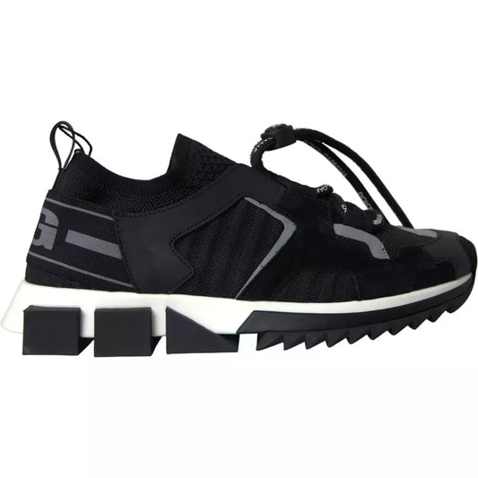 Dolce & Gabbana Men's Fashion Polyamide Polyester Leather & Cotton Sneakers - Black White Print