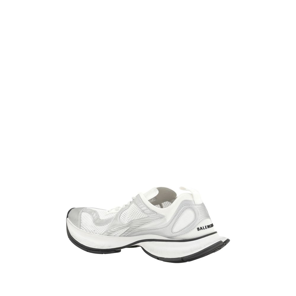 Athletic Sneakers by Balenciaga for men in polyurethane white & monogram showcases a architectural silhouette, artfully capturing the essence of the Men's Athletic Polyurethane Sneakers with its signature architectural athletic style construction.