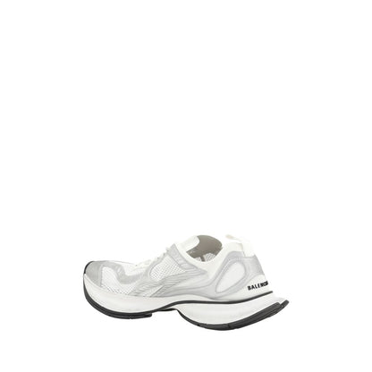 Athletic Sneakers by Balenciaga for men in polyurethane white & monogram showcases a architectural silhouette, artfully capturing the essence of the Men's Athletic Polyurethane Sneakers with its signature architectural athletic style construction.