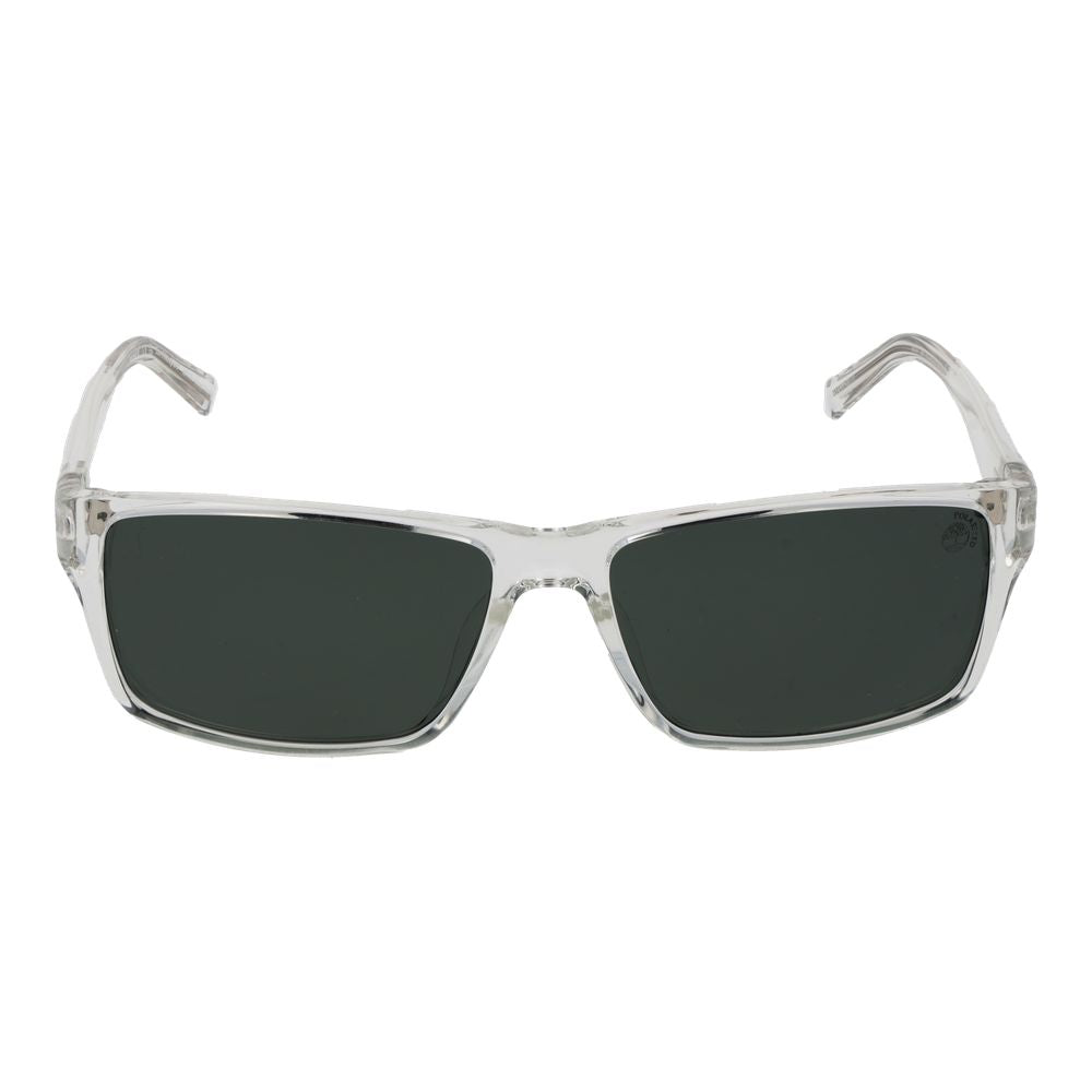 Sunglasses by Timberland for men in plastic transparent showcases a ethereal silhouette, featuring transparent coloured frame rectangle full-rim frame design with polarized category-3-dark-tint lens for a ethereal finish.