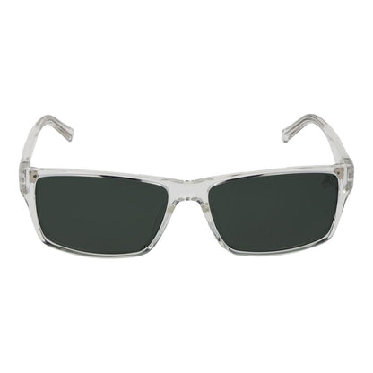 Sunglasses by Timberland for men in plastic transparent showcases a ethereal silhouette, featuring transparent coloured frame rectangle full-rim frame design with polarized category-3-dark-tint lens for a ethereal finish.