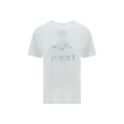 T-Shirt by Isabel Marant Étoile for women in linen white & monogram showcases a chic silhouette, artfully detailed with a chic crew neckline and for a chic finish.