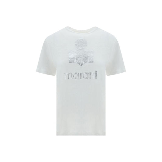T-Shirt by Isabel Marant Étoile for women in linen white & monogram showcases a chic silhouette, artfully detailed with a chic crew neckline and for a chic finish.