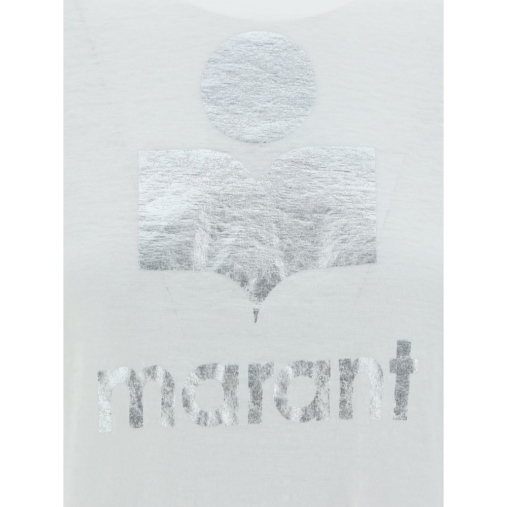 T-Shirt by Isabel Marant Étoile for women in linen white & monogram showcases a dramatic silhouette, elegantly detailed with a dramatic and for a truly dramatic finish.