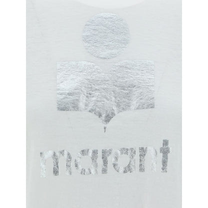 T-Shirt by Isabel Marant Étoile for women in linen white & monogram showcases a dramatic silhouette, elegantly detailed with a dramatic and for a truly dramatic finish.