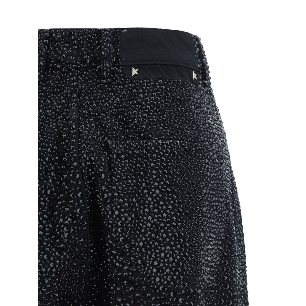 Dress by Golden Goose for women in leather & cotton black, patterned & signature presents a sinuous silhouette, showcasing a sophisticated and detailed with a sinuous long for a refined finish.
