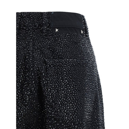 Dress by Golden Goose for women in leather & cotton black, patterned & signature presents a sinuous silhouette, showcasing a sophisticated and detailed with a sinuous long for a refined finish.