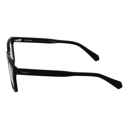 Eyeglasses Frames by Polaroid for unisex in black showcases a reflective silhouette, artfully incorporating a sophisticated black coloured frame with a distinct full-frame frame design.
