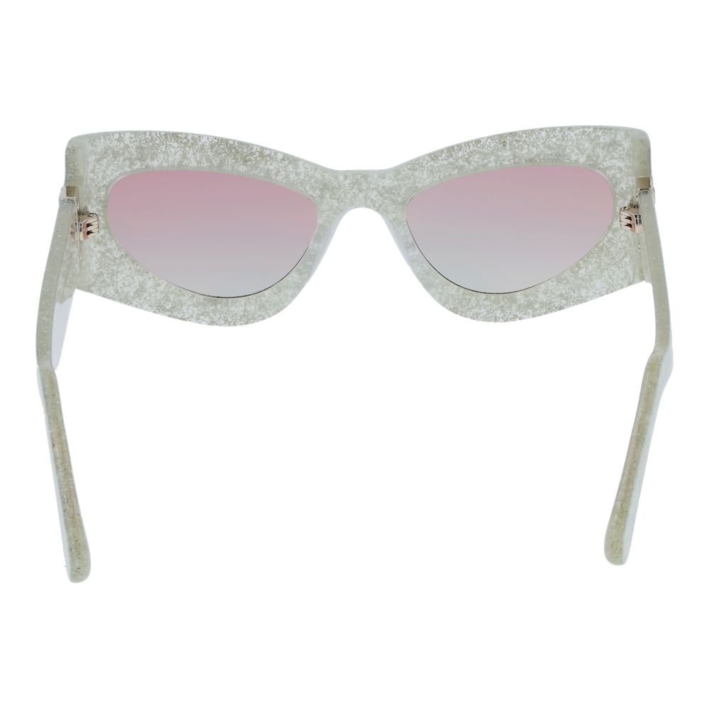 Sunglasses by GCDS for unisex in acetate and silver presents a sumptuous silhouette, featuring silver coloured frame and full-rim cat-eye frame design with mirrored category-2-medium-tint lens for a sumptuous look.