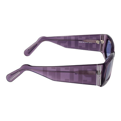 Sunglasses by GCDS for unisex in purple showcases a ethereal silhouette, featuring purple coloured frame rectangle full-rim frame design with non-polarized category-2-medium-tint lens for a ethereal finish.