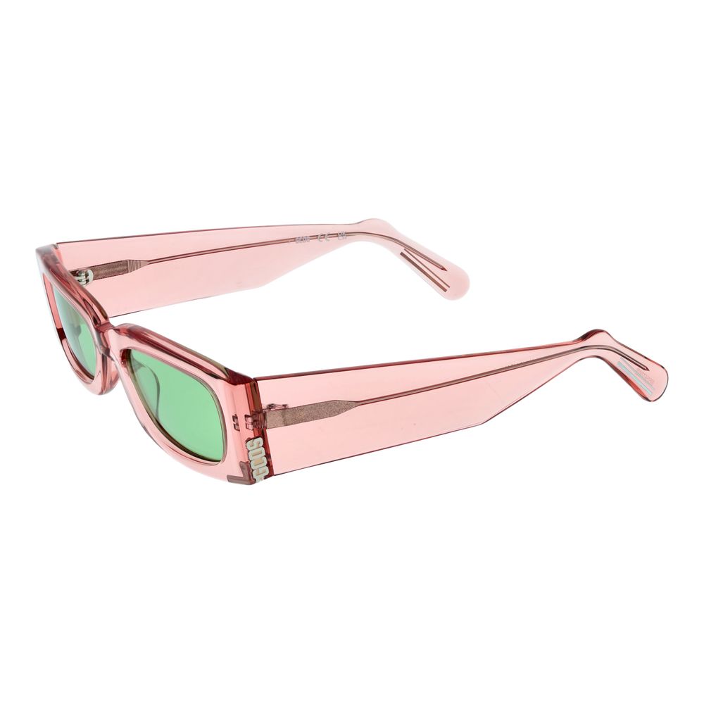 Sunglasses by GCDS for unisex in acetate pink showcases a ethereal silhouette, featuring rose coloured frame rectangle full-rim frame design with non-polarized category-1-light-tint lens for a ethereal finish.