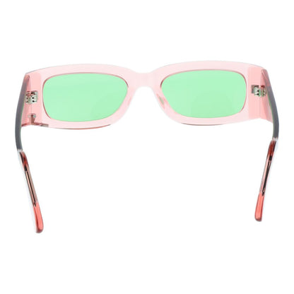 Sunglasses by GCDS for unisex in acetate pink features an ethereal rectangle full-rim frame design with rose coloured frame frames and non-polarized category-1-light-tint lens for a ethereal finish.