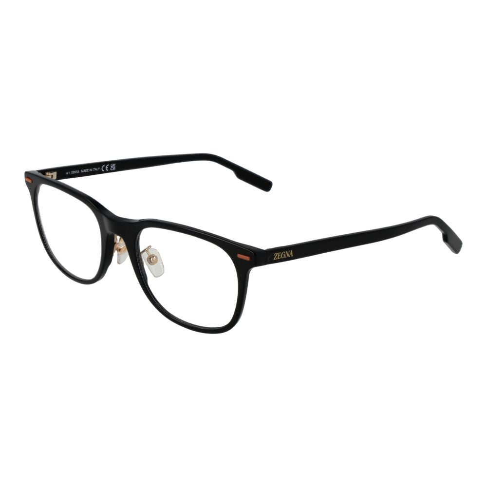 Eyeglasses Frames by Ermenegildo Zegna for men in acetate black showcases a refined full-frame frame design with a refined black coloured frame finish for a refined and sophisticated look.