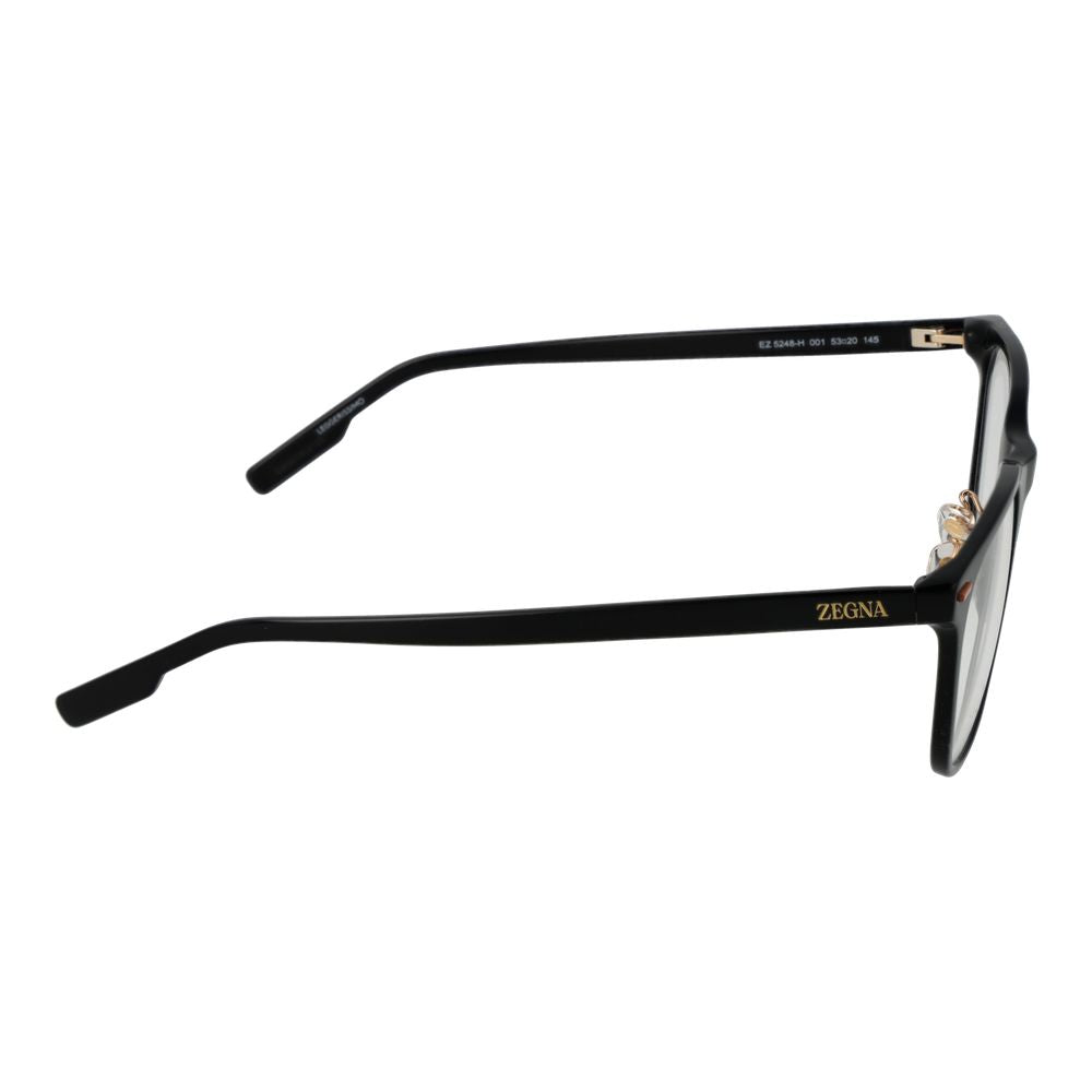 Eyeglasses Frames by Ermenegildo Zegna for men in acetate black features an refined silhouette, showcasing a sophisticated black coloured frame and refined full-frame frame design for a refined look.