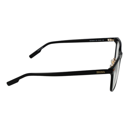 Eyeglasses Frames by Ermenegildo Zegna for men in acetate black features an refined silhouette, showcasing a sophisticated black coloured frame and refined full-frame frame design for a refined look.