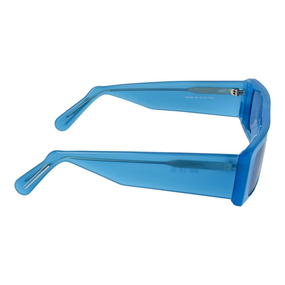 Sunglasses by GCDS for unisex in and blue featuring an opulent rectangle full-rim frame design with a sophisticated blue coloured frame finish and high-performance non-polarized category-1-light-tint lens.