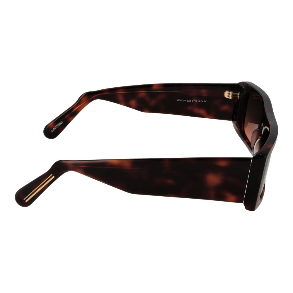 Sunglasses by GCDS for unisex in acetate and brown featuring an opulent rectangle full-rim frame design with a sophisticated brown coloured frame finish and high-performance gradient category-3-dark-tint lens.