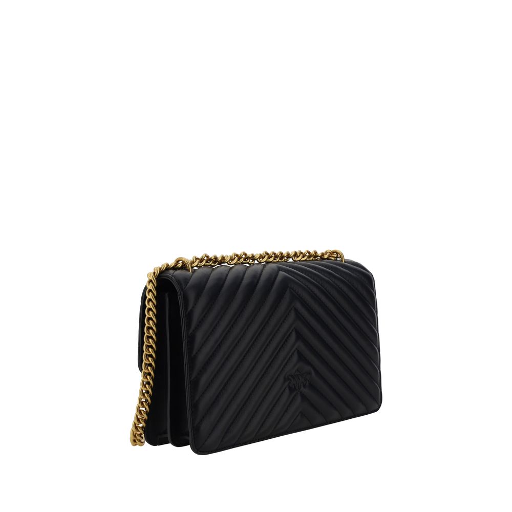 Quilted Shoulder Bag by PINKO for women in leather black, gold & monogram features a enviable silhouette, showcasing a secure magnetic & button, ample , and enviable shoulder-strap & adjustable-strap for a enviable finish.