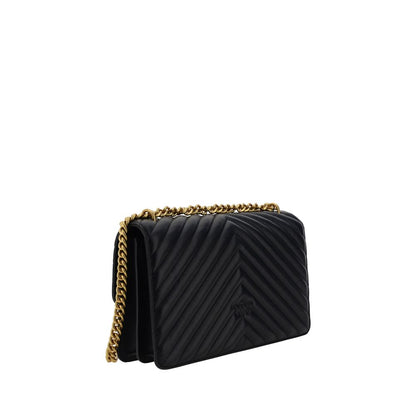 Quilted Shoulder Bag by PINKO for women in leather black, gold & monogram features a enviable silhouette, showcasing a secure magnetic & button, ample , and enviable shoulder-strap & adjustable-strap for a enviable finish.