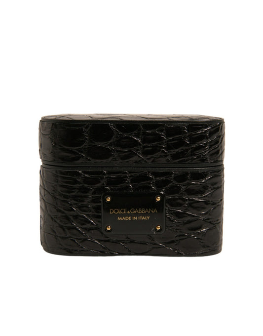 Dolce & Gabbana Caiman Leather & Metal Earbuds Carrying Case - Black