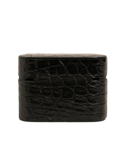 Dolce & Gabbana Caiman Leather & Metal Earbuds Carrying Case - Black