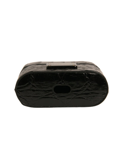 Dolce & Gabbana Caiman Leather & Metal Earbuds Carrying Case - Black