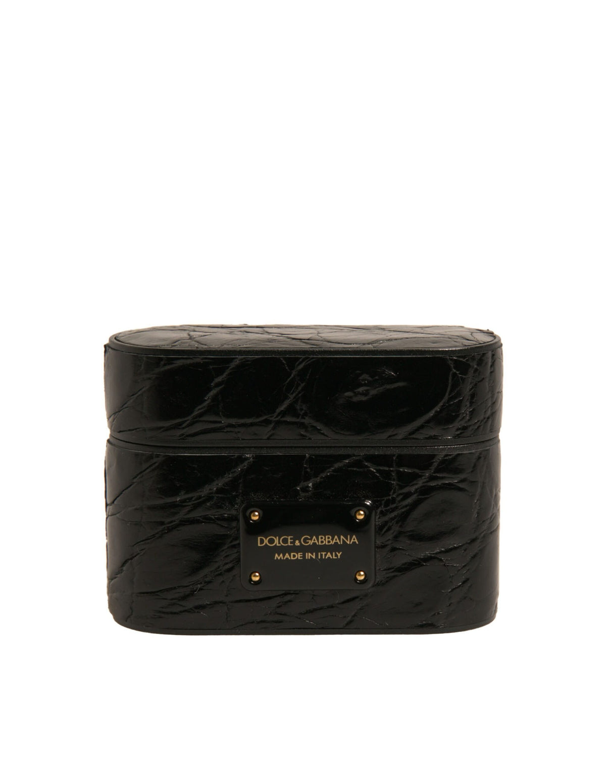 Dolce & Gabbana Caiman Leather & Metal Earbuds Carrying Case - Black