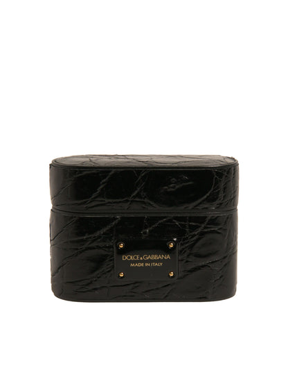 Dolce & Gabbana Caiman Leather & Metal Earbuds Carrying Case - Black
