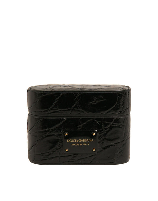 Dolce & Gabbana Caiman Leather & Metal Earbuds Carrying Case - Black