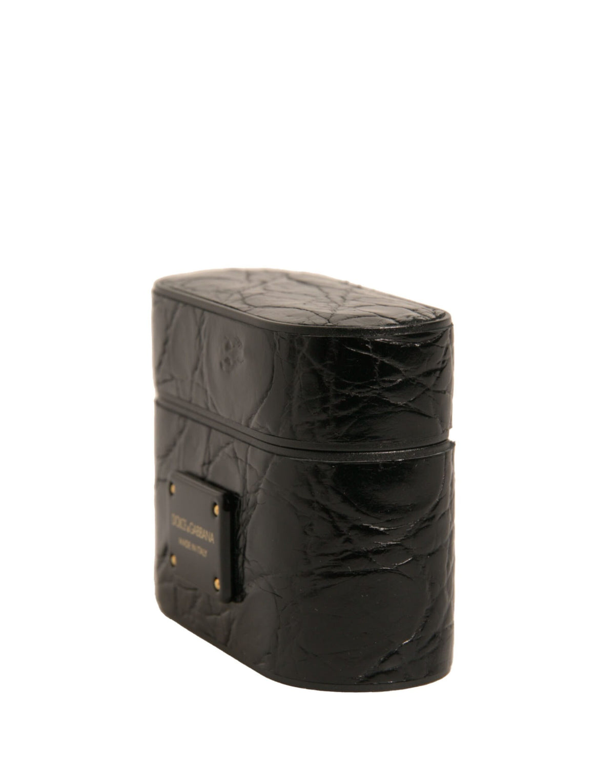 Dolce & Gabbana Caiman Leather & Metal Earbuds Carrying Case - Black
