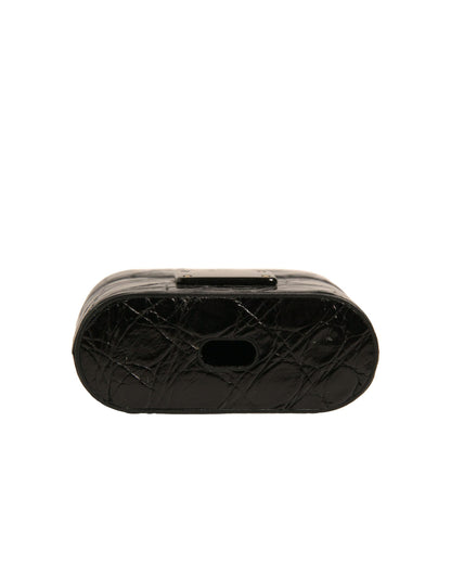 Dolce & Gabbana Caiman Leather & Metal Earbuds Carrying Case - Black