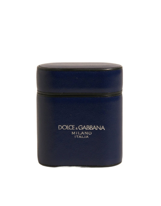 Dolce & Gabbana Leather & Silicone Earbuds Carrying Case - Blue Print