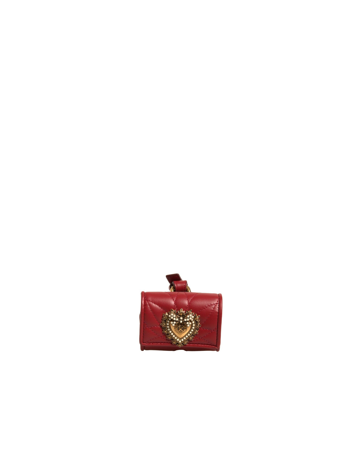 Dolce & Gabbana Devotion Heart Lamb Leather Earbuds Carrying Case - Black Gold Red