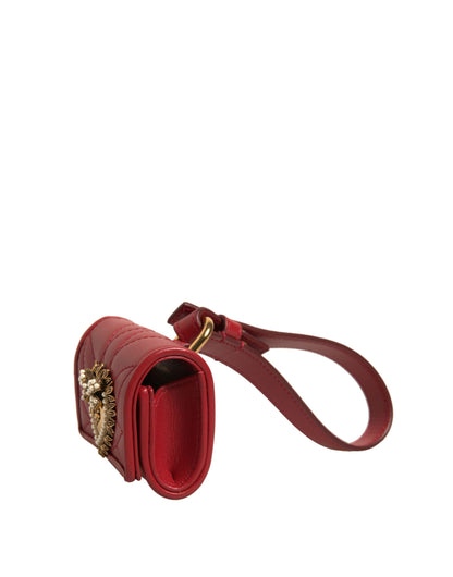 Dolce & Gabbana Devotion Heart Lamb Leather Earbuds Carrying Case - Black Gold Red
