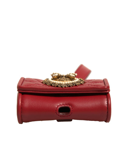 Dolce & Gabbana Devotion Heart Lamb Leather Earbuds Carrying Case - Black Gold Red