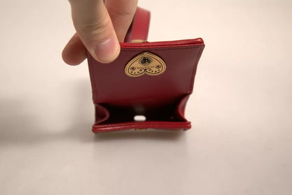 Dolce & Gabbana Devotion Heart Lamb Leather Earbuds Carrying Case - Black Gold Red