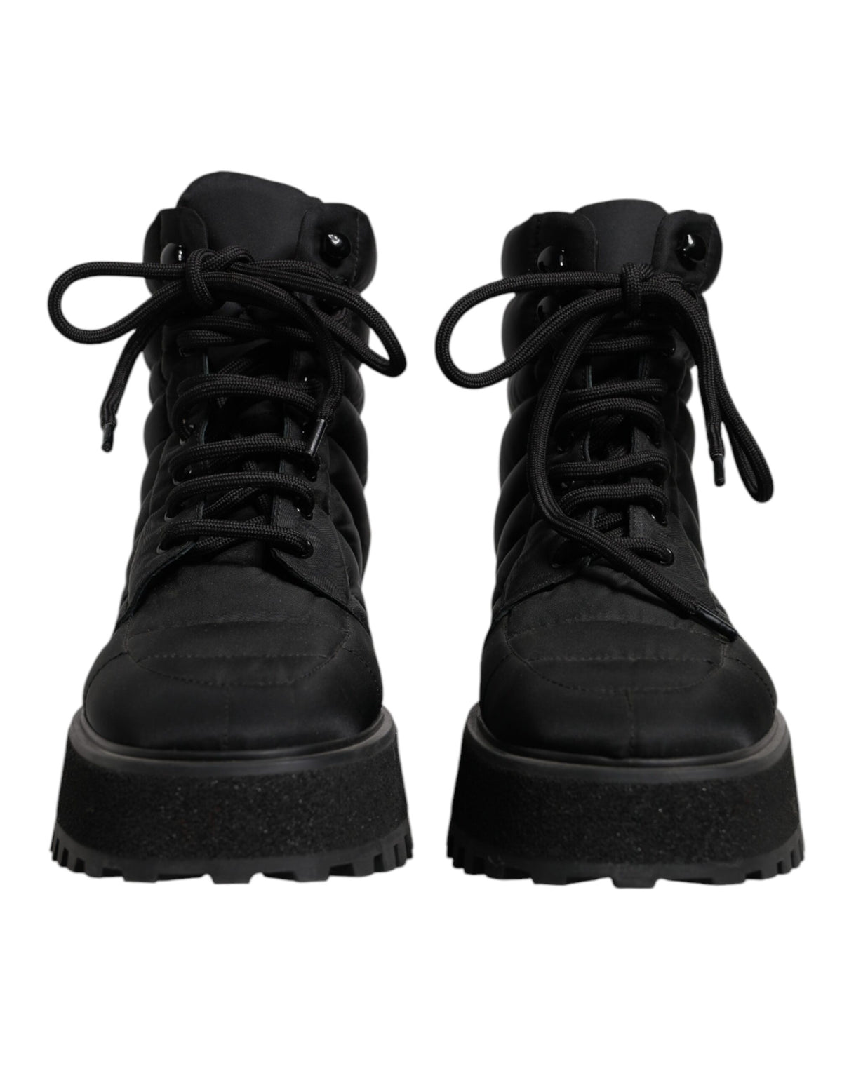 Dolce & Gabbana Men's Nylon Polyacrylic & Calf Leather Lace-Up Mid-Calf Boots - Black