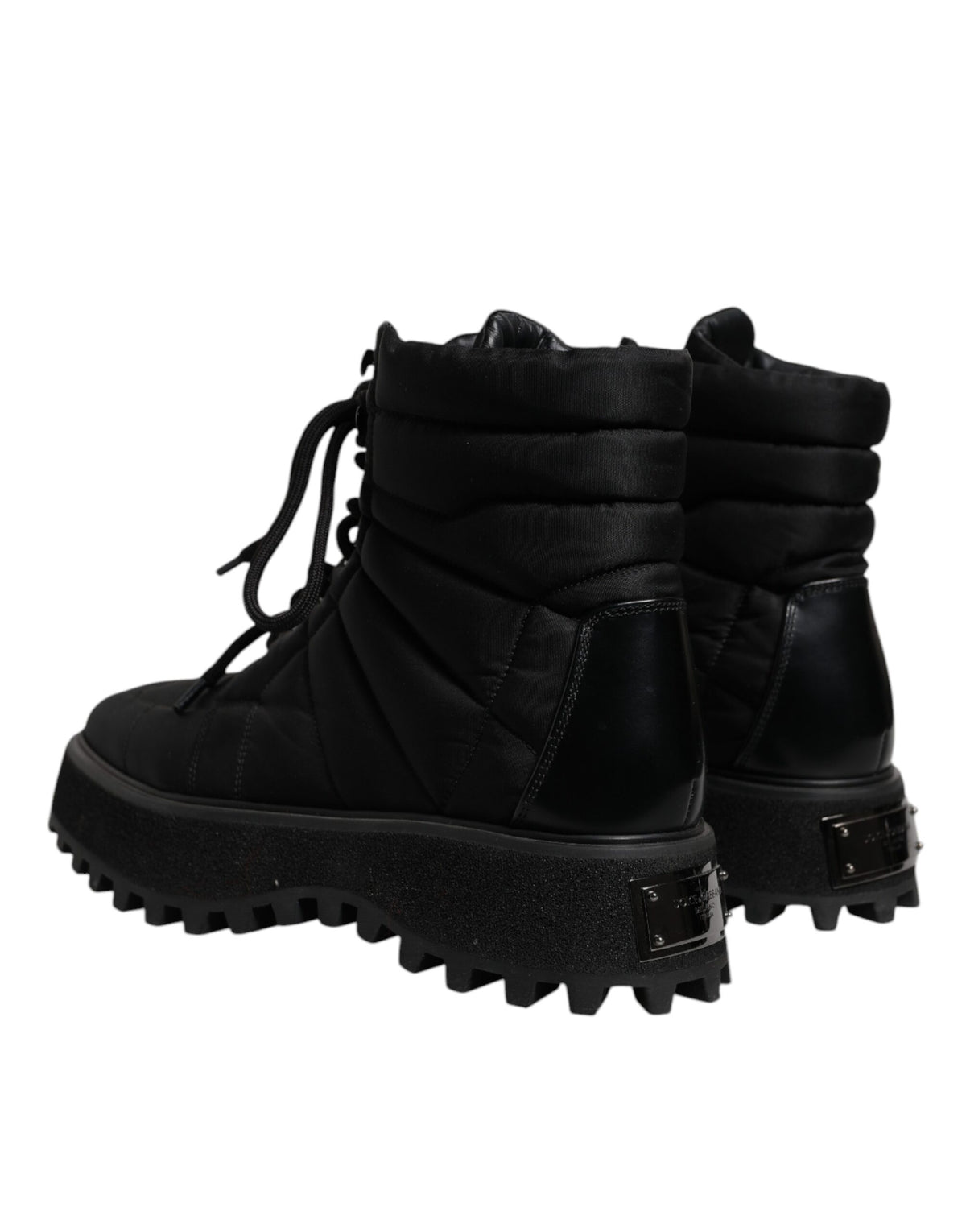Dolce & Gabbana Men's Nylon Polyacrylic & Calf Leather Lace-Up Mid-Calf Boots - Black