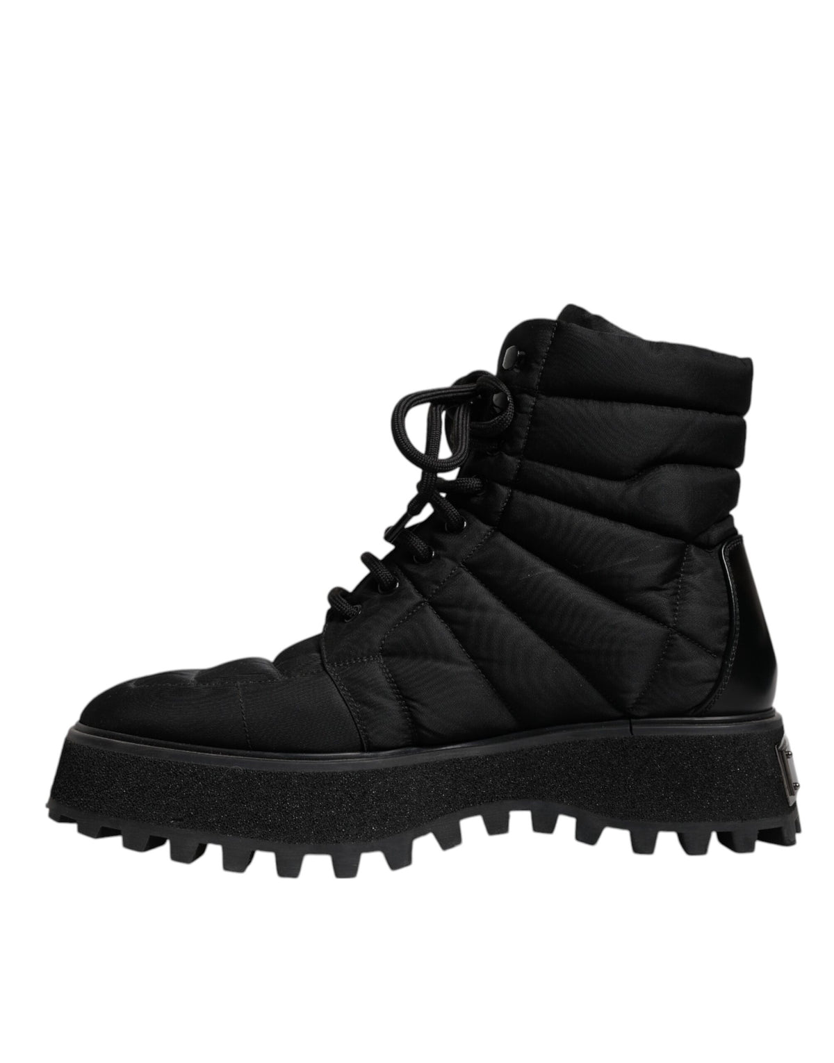 Dolce & Gabbana Men's Nylon Polyacrylic & Calf Leather Lace-Up Mid-Calf Boots - Black
