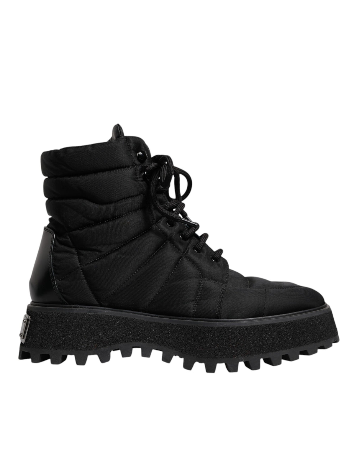 Dolce & Gabbana Men's Nylon Polyacrylic & Calf Leather Lace-Up Mid-Calf Boots - Black