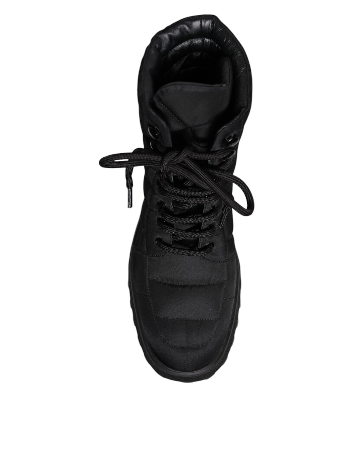 Dolce & Gabbana Men's Nylon Polyacrylic & Calf Leather Lace-Up Mid-Calf Boots - Black
