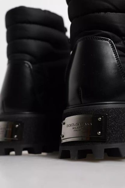 Dolce & Gabbana Men's Nylon Polyacrylic & Calf Leather Lace-Up Mid-Calf Boots - Black