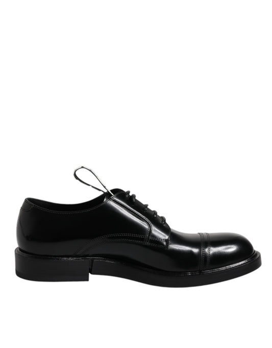 Dolce & Gabbana Men's Calf Leather & Patent Derby Lace-Up Shoes - Black