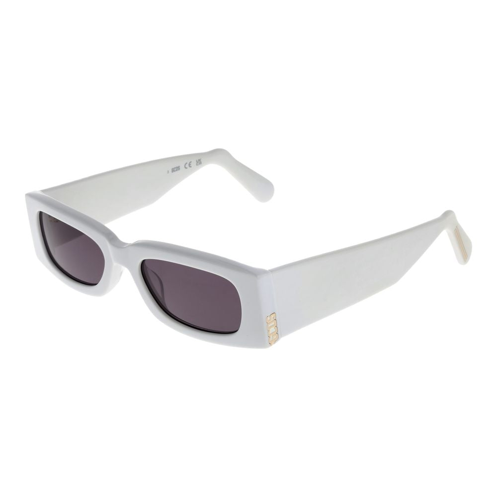 GCDS Rectangle Non-Polarized Dark-Tint Plastic Sunglasses - White