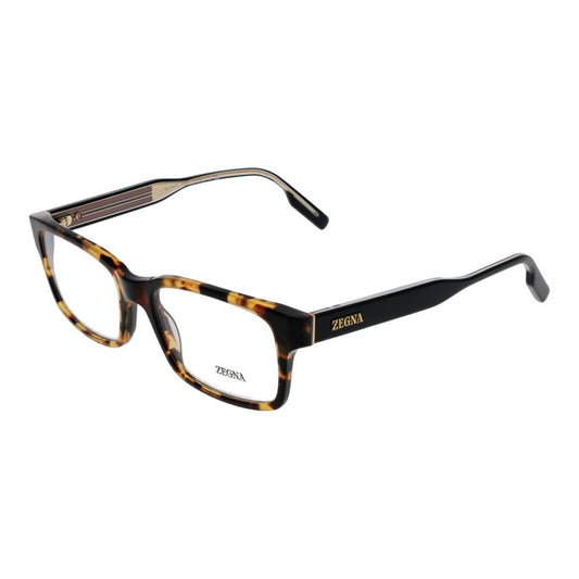 Eyeglasses Frames by Ermenegildo Zegna for men in acetate and brown showcases a refined silhouette, detailed with a brown coloured frame finish and a sophisticated full-frame frame design.