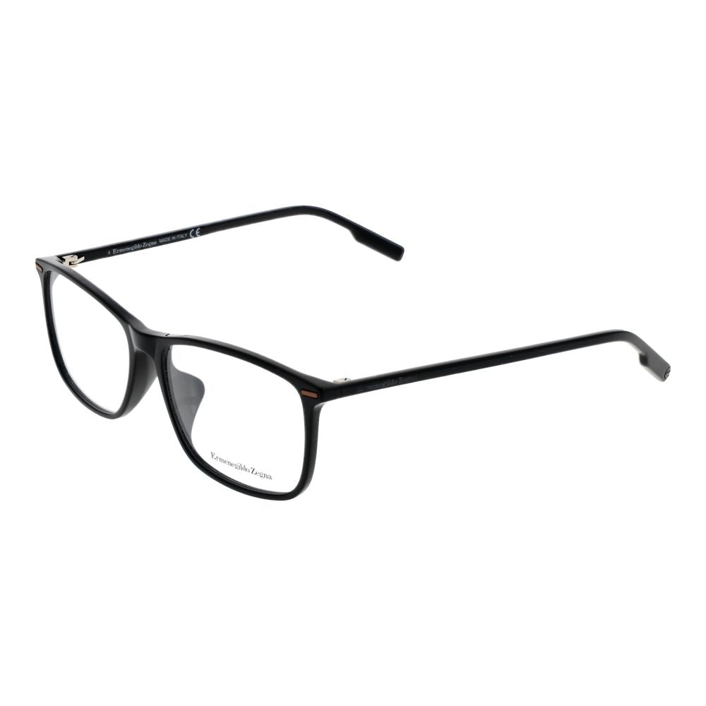 Eyeglasses Frames by Ermenegildo Zegna for men in acetate black features an refined silhouette, showcasing a sophisticated black coloured frame and refined full-frame frame design for a refined look.